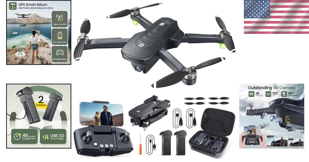 Compact GPS Drone with 4K Camera, Auto Return, 46 Min Flight