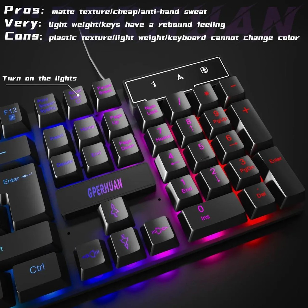 Wired Gaming Keyboard and Mouse Headset Combo,Rainbow LED Backlit Wired Keyboard