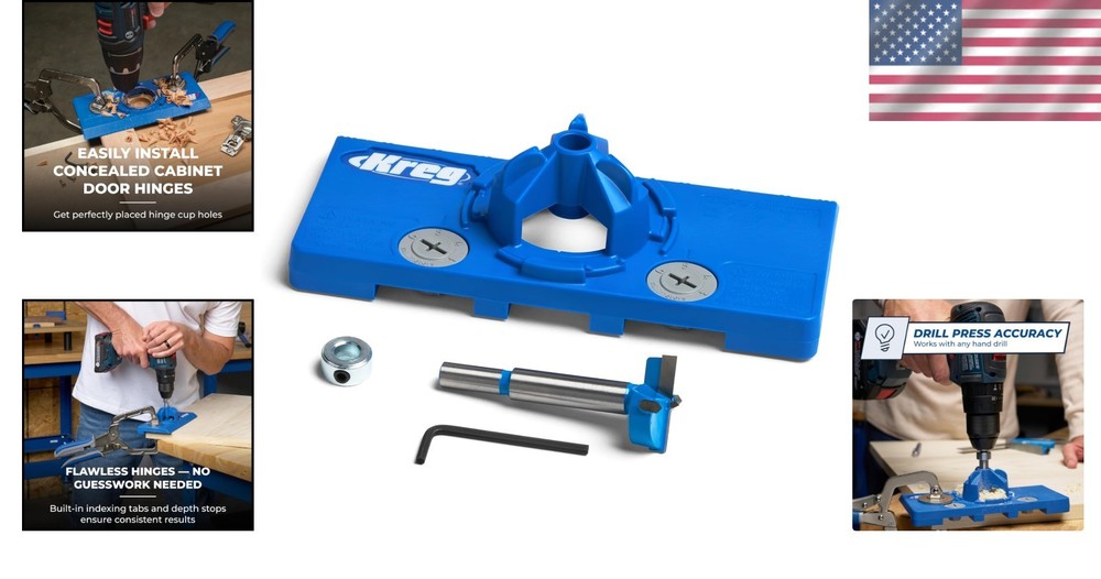 Precision Concealed Hinge Jig - 35mm Cup Drilling Tool for Perfect Installations