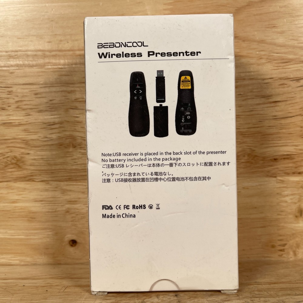Beboncool Black USB Receiver Handheld 2.4GHz Wireless Presenter Remote Control