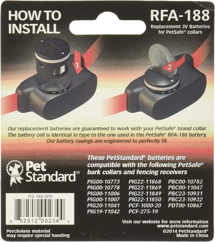 Petsafe Compatible RFA-188 Replacement Batteries (5-Pack)
