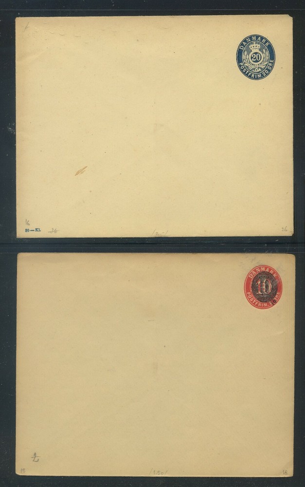 Denmark  2  large  postal  envelopes  unused