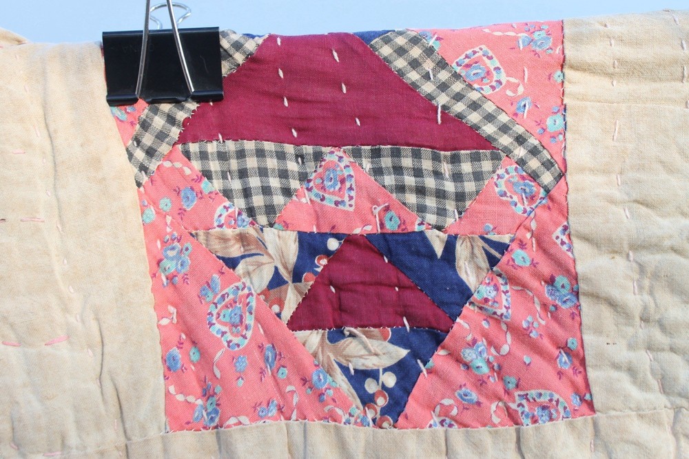 Antique Double Sided Scrap Frame Medallion Patchwork Quilt RARE