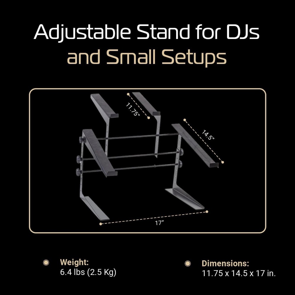 Sleek DJ Controller Stand with Adjustable Heights=