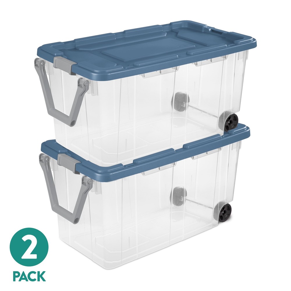 Sterilite 160 Quart Extra-Large Wheeled Storage Bin, Clear Storage Container