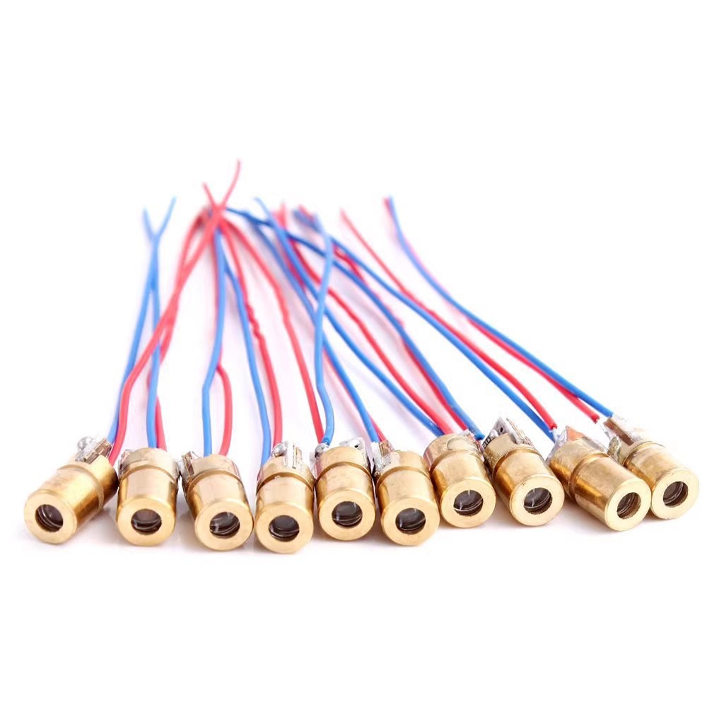 100PCS 650nm 6mm 3V 5mW Laser Dot Diode Module Red Copper Head Mini pointer ]