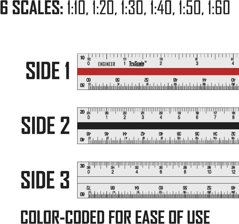 Triangular Engineering Scale Aluminum Ruler Engineer Ruler,
