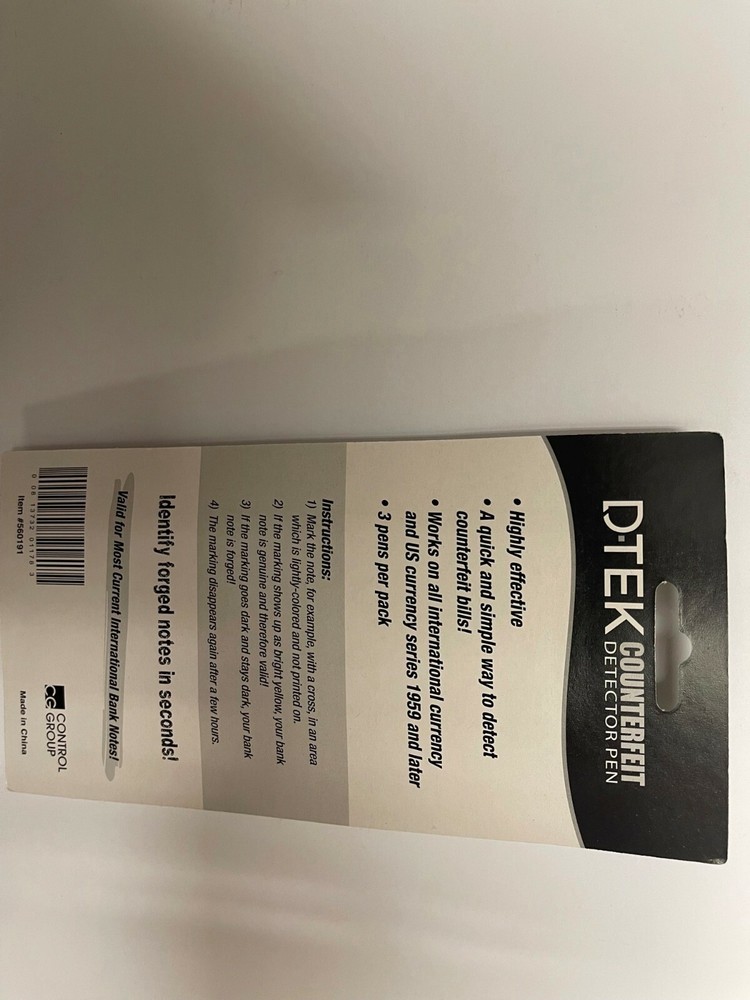 D-Tek Counterfeit Detector Pens:  24 packs @ 3 units per pack