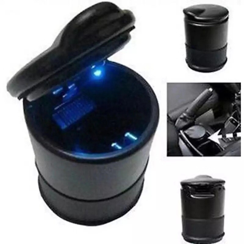 New Portable Car Auto Ashtray Blue LED Light Smokeless Ashtray Cigarette Holder