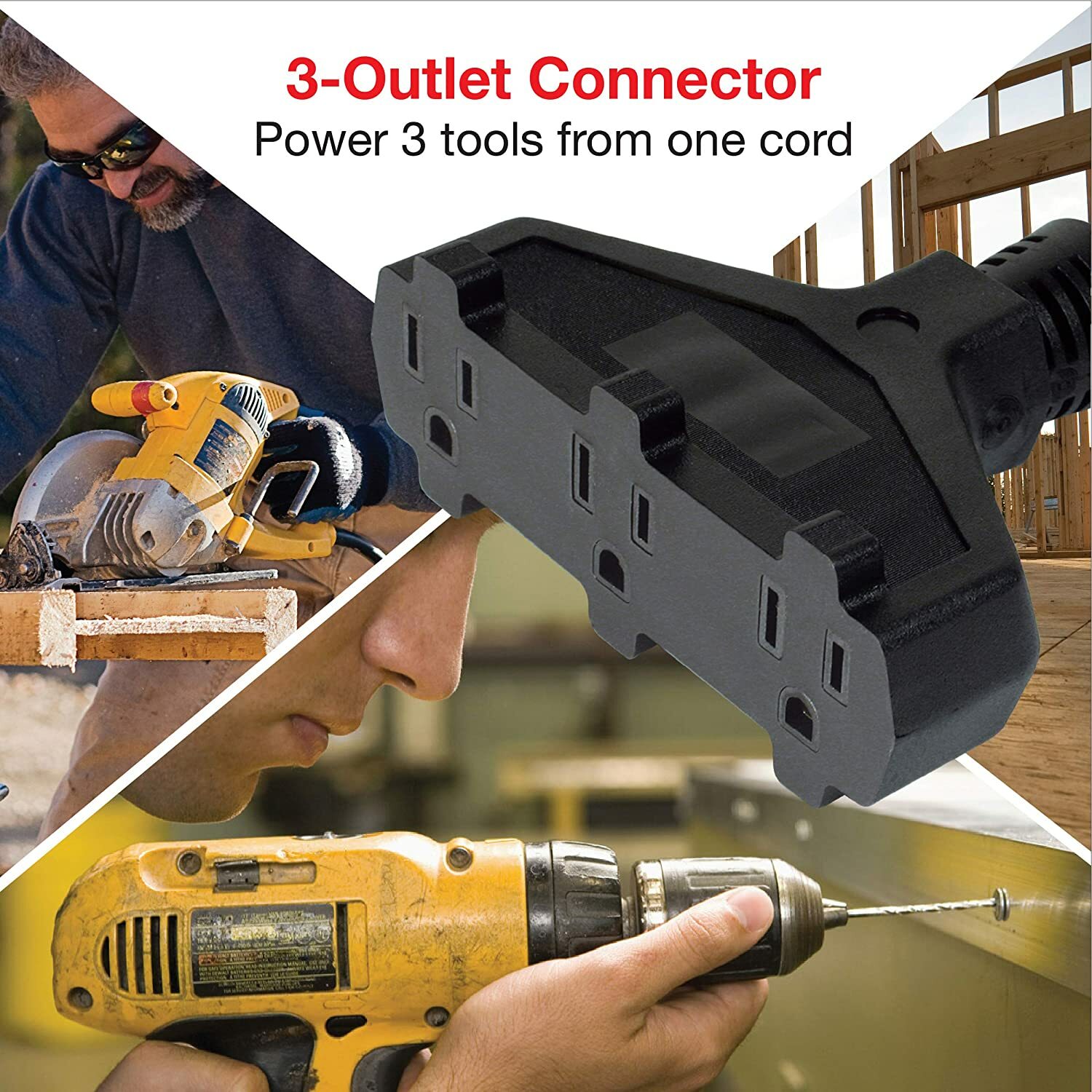 CP 100 ft 12/3 SJTW Heavy Duty Extension Cord & 2 ft 3-Outlet Adapter, CPCO90003