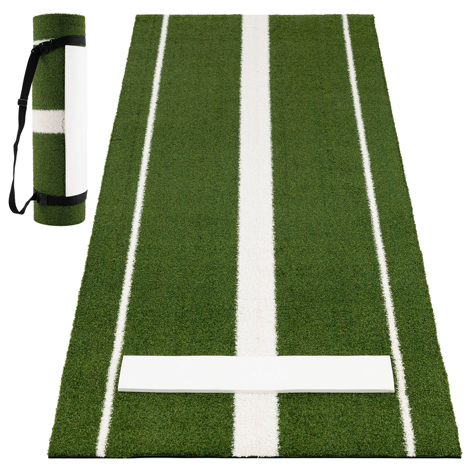 Softball Pitching Mat w/Pitching Mound, Anti-Fade Turf & Anti-Slip Foam Backing