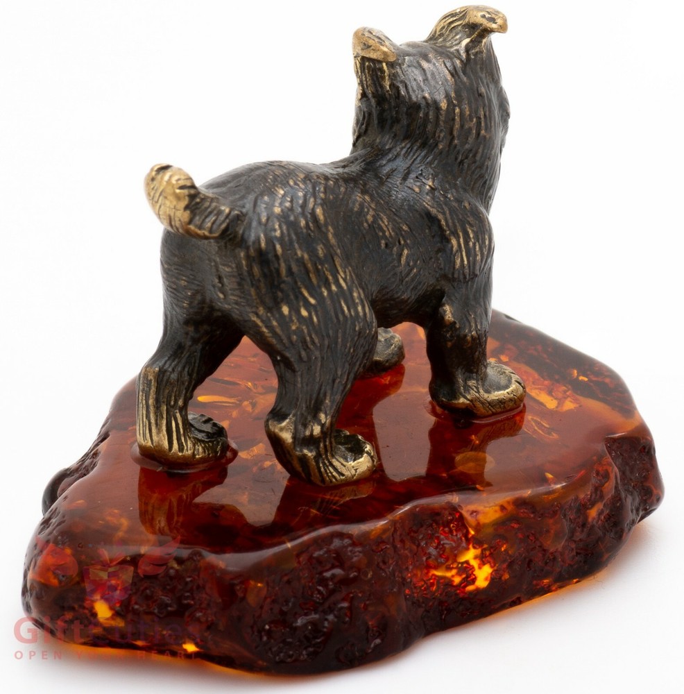 Solid Brass Amber Figurine of the Eurasian lynx IronWork
