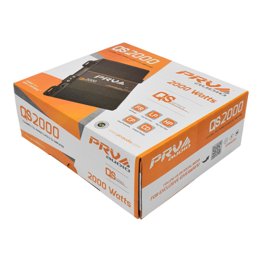 PRV Audio QS2000 2 Ohms Full Range Digital Car Amplifier 2000 Watts Compact 2k