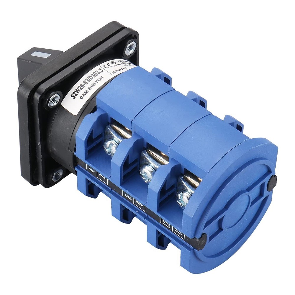 3-Position Rotary Switch - 660V 63A Panel Mount with Reliable Touch Control