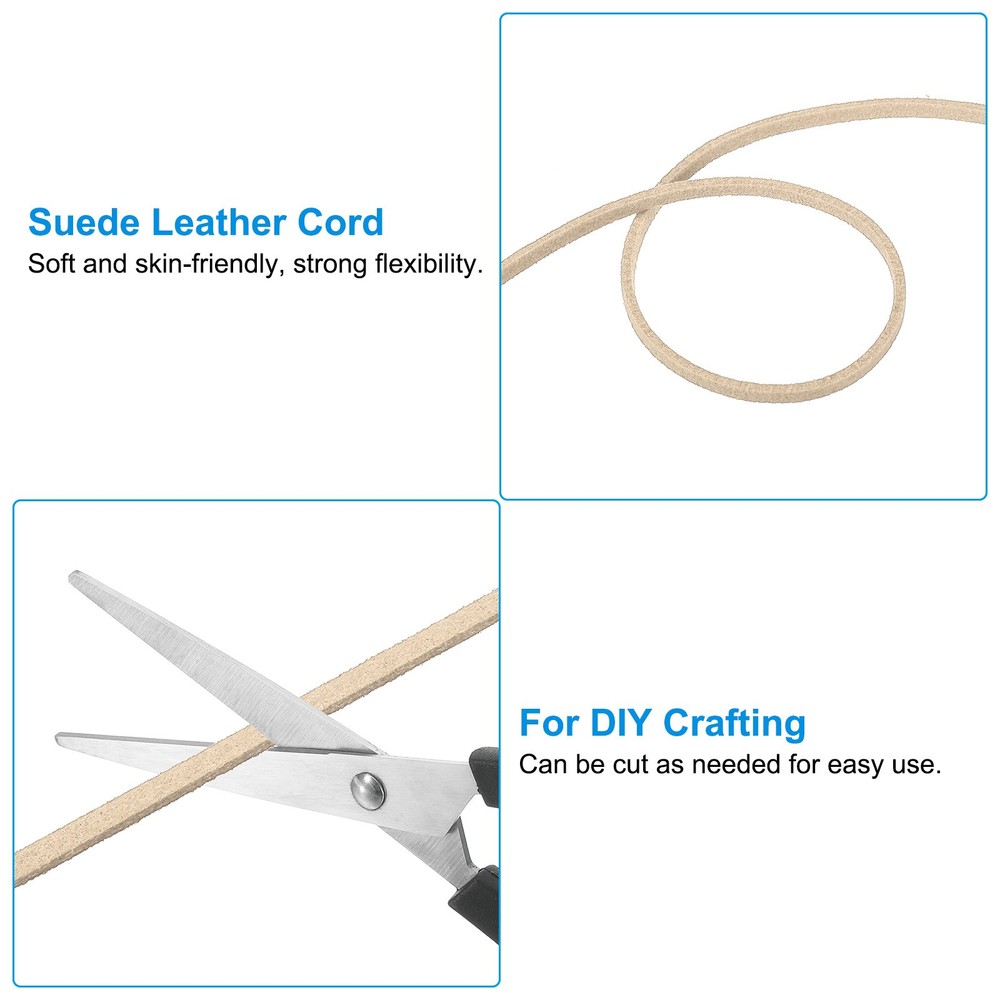 Suede Lanyard String with Roll Spool 2.5mm 98 Yard, Flat Microfiber Cord, Khaki
