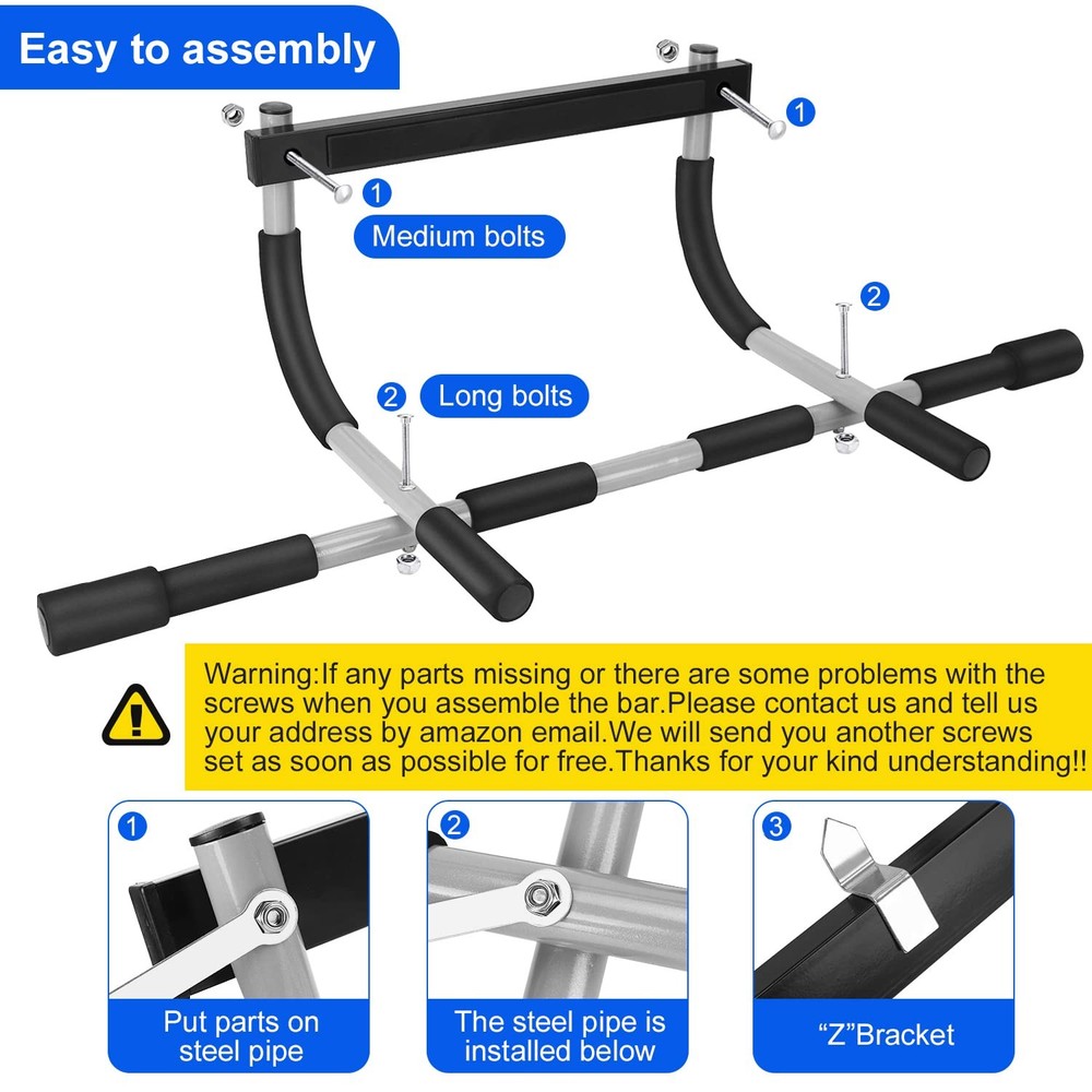 Quick Install Door Pull Up Bar â€“ Adjustable Width for Total Upper Body Workout
