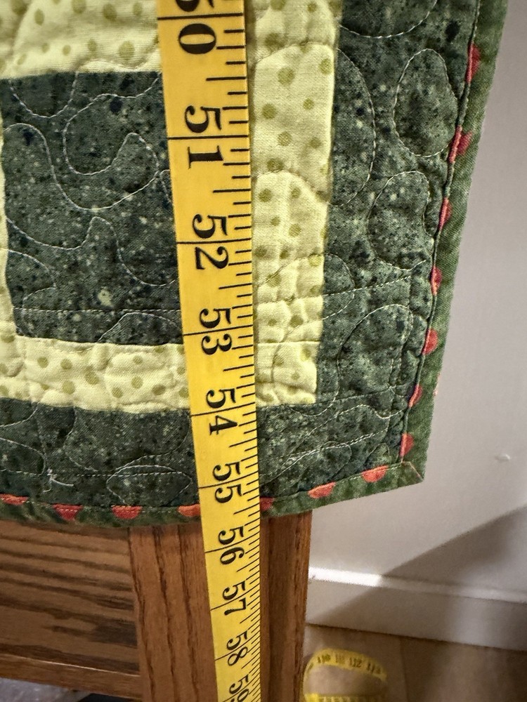 Patchwork Quilt Throw Blanket Handmade Signed Reversible Zigzag Floral 55”x39”