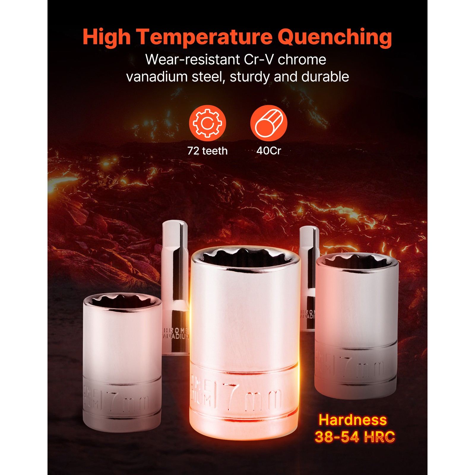 Mechanics Tool Set Socket Set 450Pcs 1/4 3/8 1/2 in Drive Orange Drawer