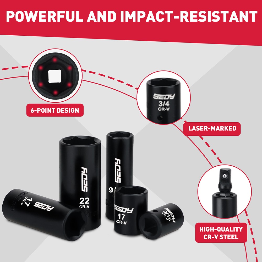 96PC 3/8" Drive Impact Socket Wrench and Bit Set Standard & Deep SAE & Metric