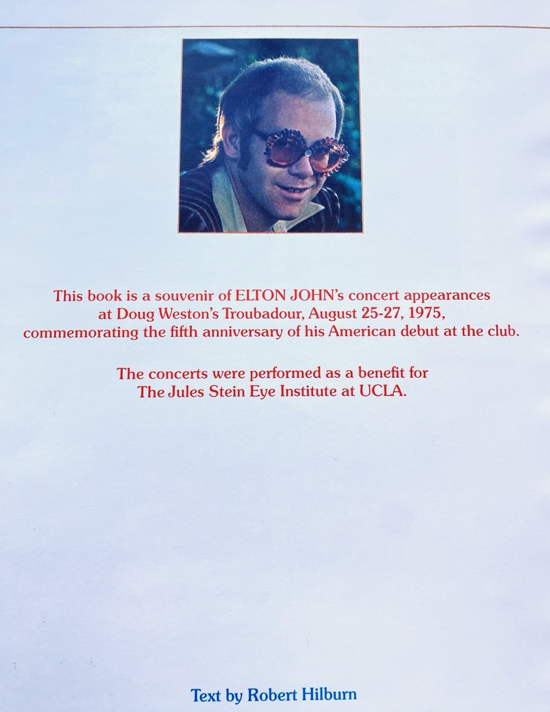 Elton John, Bernie Taupin, Signed, Five Years of Fun, 1975, +Troubadour Ticket