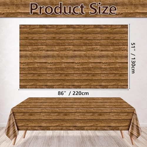 4Pcs Wood Tablecloth Rustic Table Covers, Rectangular Table Decoration Brown