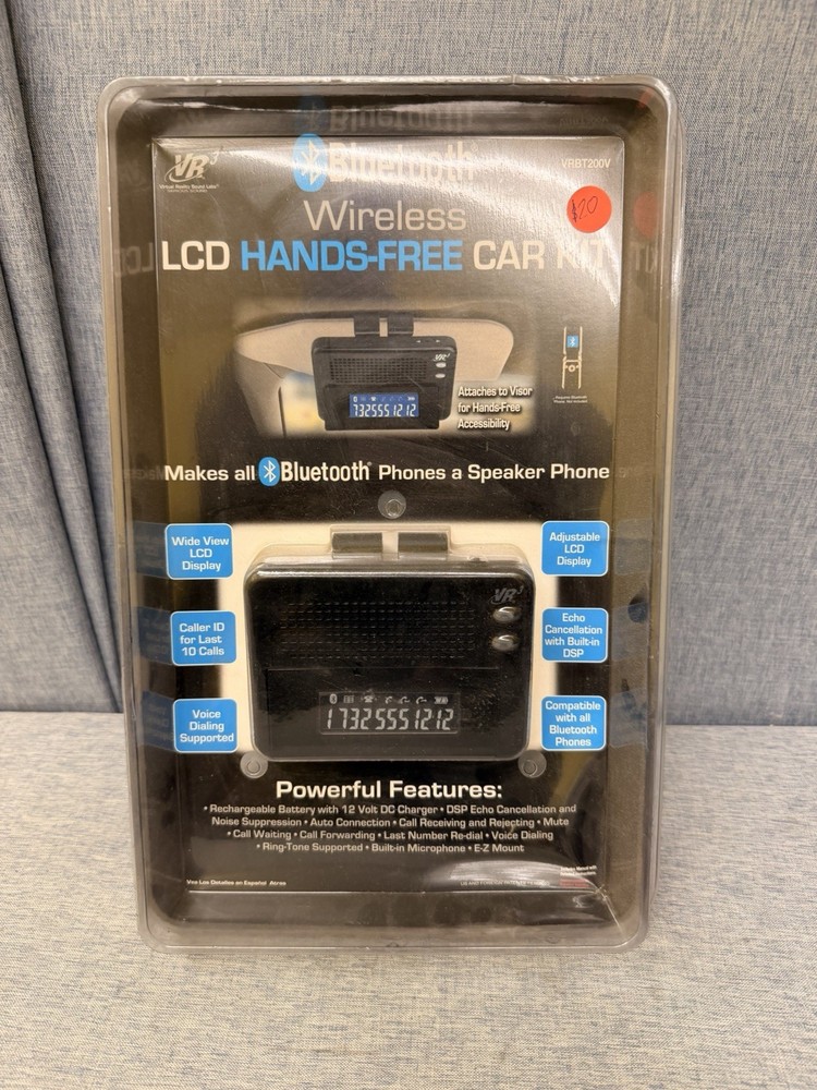 VR3 Virtual Reality Sound Labs Bluetooth VRBT200V Hands-Free Car Kit Wireless