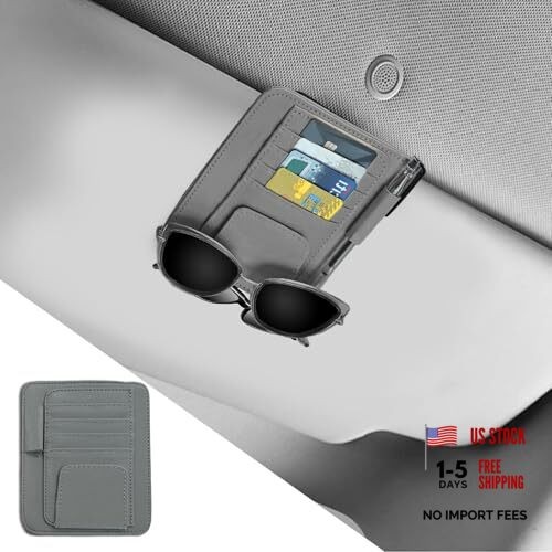 Car Sun Visor Organizer, Small Auto Visor Organizer and Storage, Auto Gray