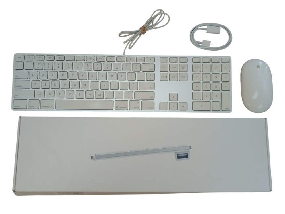 Apple A1243 USB Wired Keyboard w/Numpad+A1197 Bluetooth Wireless Mighty Mouse