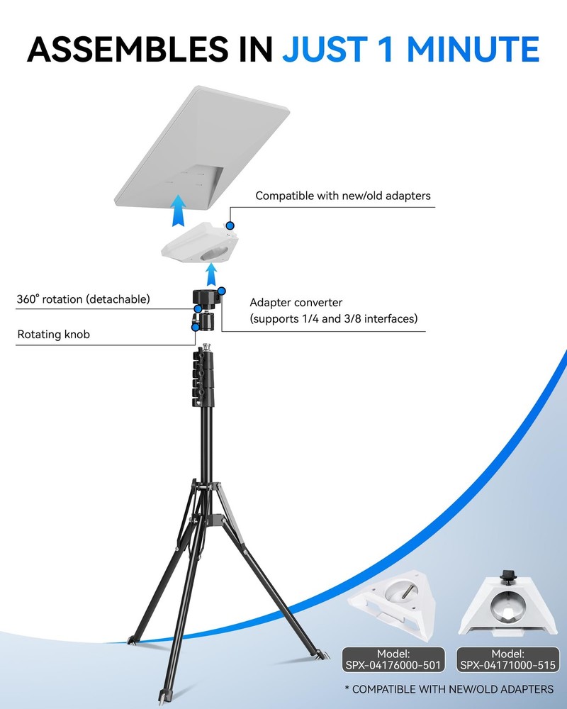 Starlink Mini Tripod Mount Kits, WindPro Wind-Resistant Design, Adjustable He...