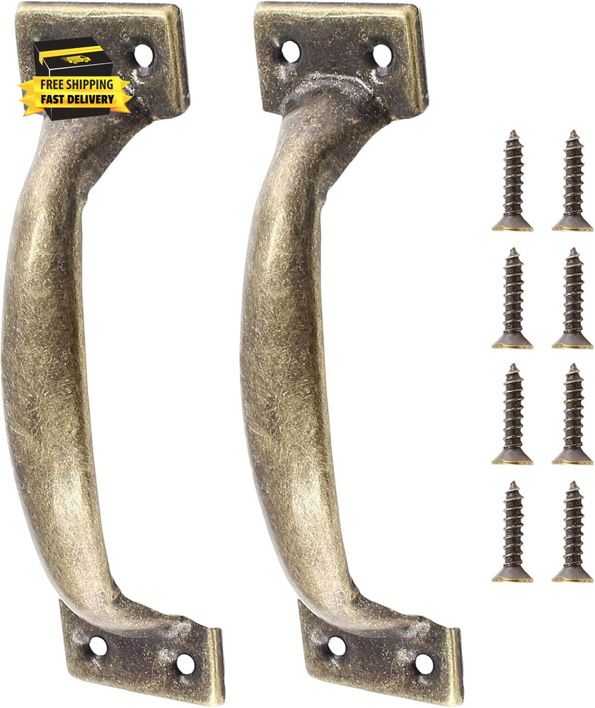 2 Pcs 4" Rustic Gate Handle, Iron Hardware Handle Pull with Screw, Vintage Farmh