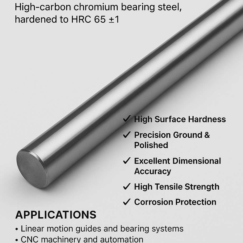 Cylinder Rail Linear Optical Axis Shaft Rod Bearing Steel OD 20X100-2000MM HRC65