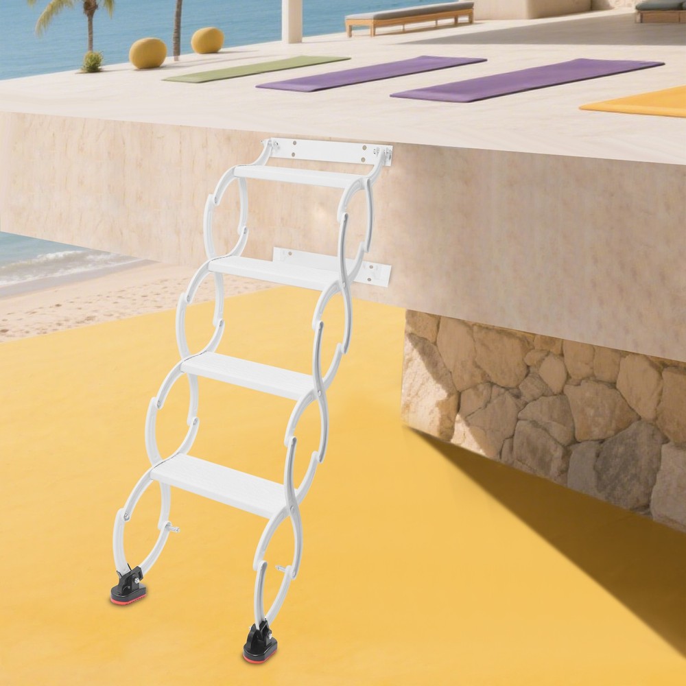 Attic Loft Pull Down Ladder 4 Step Wall Mounted Retractable Folding Stairs 39.4"