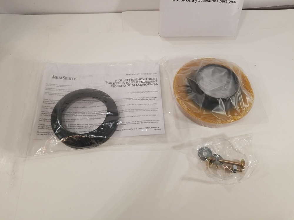 Wax ring & floor hardware AquaSource 0012293 model# T-803 Colby White WaterSense
