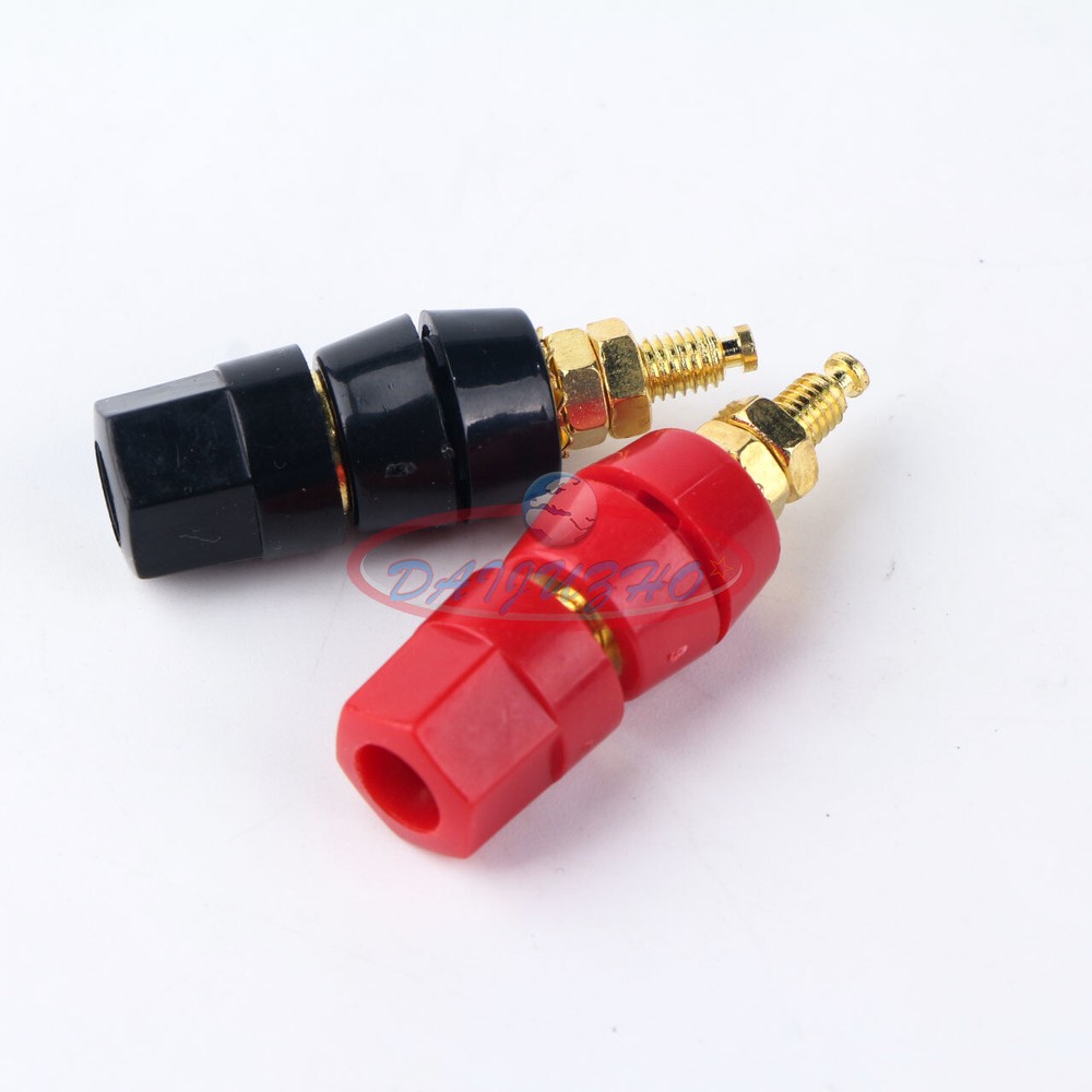 2pcs Audio Speaker Cable Binding Post Connector Gold