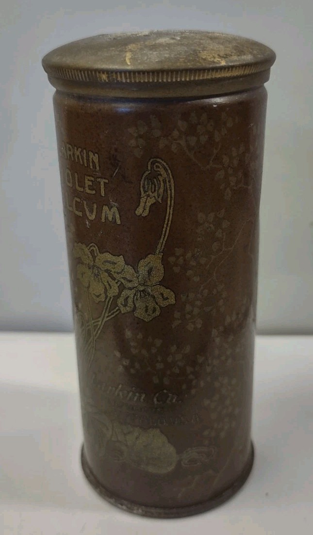 Antique Larkin Violet Talcum Powder Vanity Advertising Tin Buffalo NY