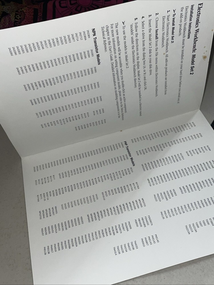 Model Set 2 For Electronics Workbench 4.1 3.5" Disk Computer PC Windows Software