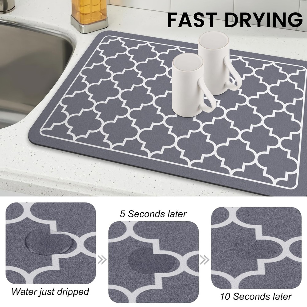Dish Drying Mat Super Absorbent Drying Mat Large Dish Drying Mats for Kitchen...