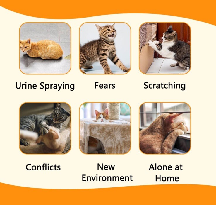 Cat Calming Diffuser Anxiety Relief Cat Pheromones Calming Diffuser 2-in-1 30 Da