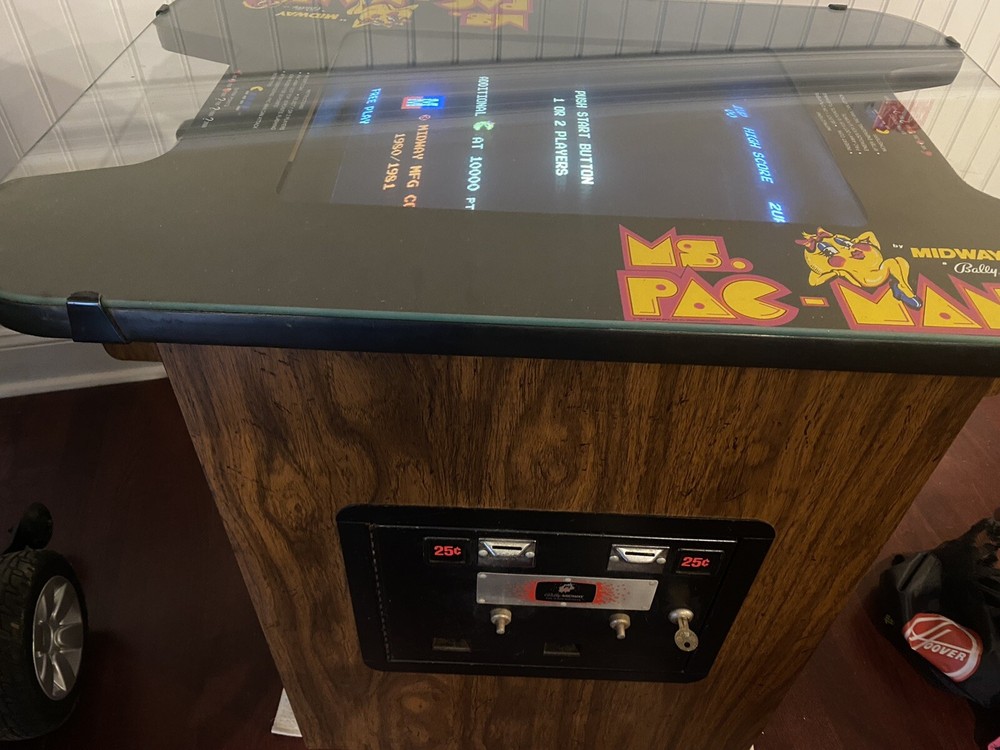 Vintage MS PAC-MAN ARCADE MACHINE COCKTAIL TABLE -original