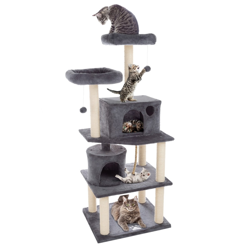 Ultimate Cat Condo Tower 8 Scratching Posts, 2 Padded Perches, 2 Kitty Huts
