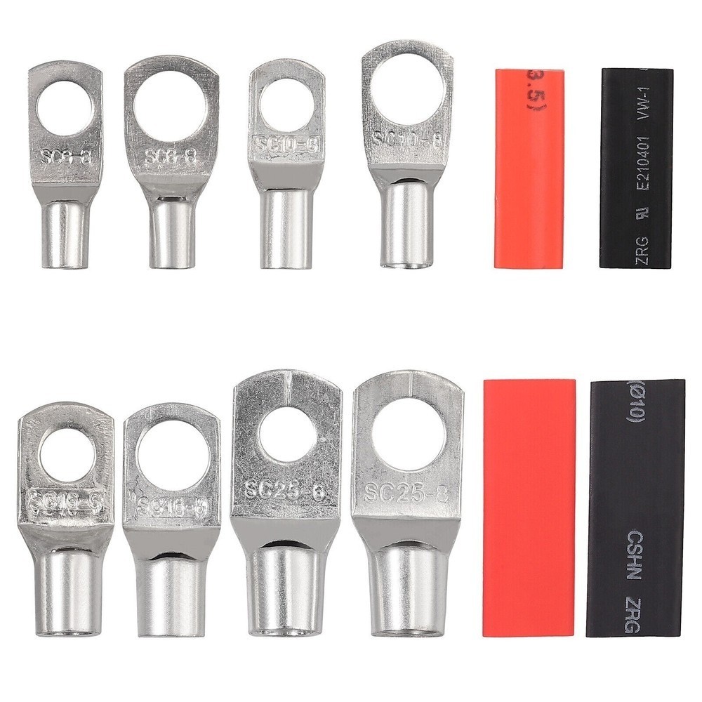 200Pcs Assorted Copper Ring Lugs Terminal Wire Bare Cable Crimp Connectors Kit