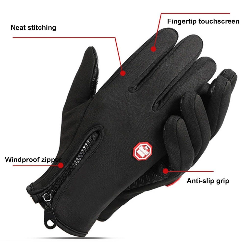 Winter Gloves, Thermal Touch Screen Windproof Medium, Black
