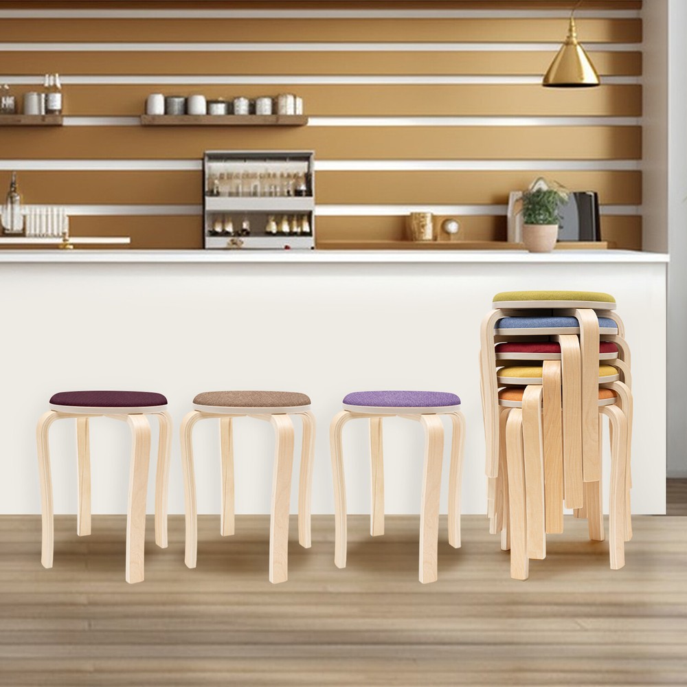 Set Of 8 Stacking Wooden Stools Colorful Stackable Stools Stackable Round Stools