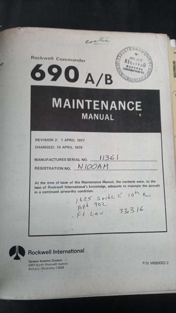Rockwell commander 690A/B maintenance manual