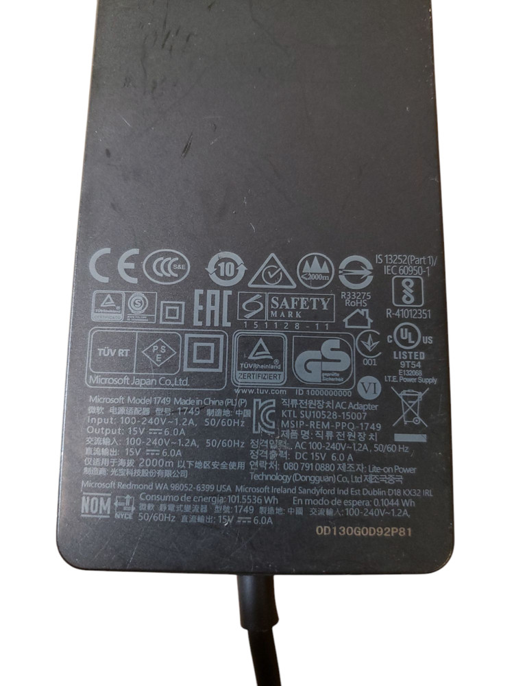 Microsoft Surface Pro Docking Station Model 1661 +1749 AC Adapter tested good