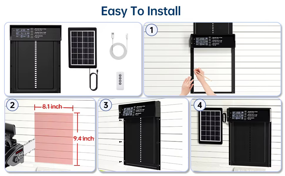 Automatic Solar Power 2000mAh Chicken Coop Door Opener With Timer Sensor Remote