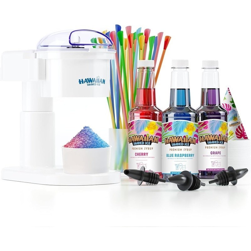 S700 Kid-Friendly Snow Cone Machine Kit with 3-16oz Syrup Flavors