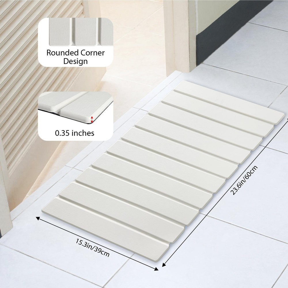 Foldable Stone Bath Mat, Quick Drying Diatomaceous Earth Shower Mat with Non-...