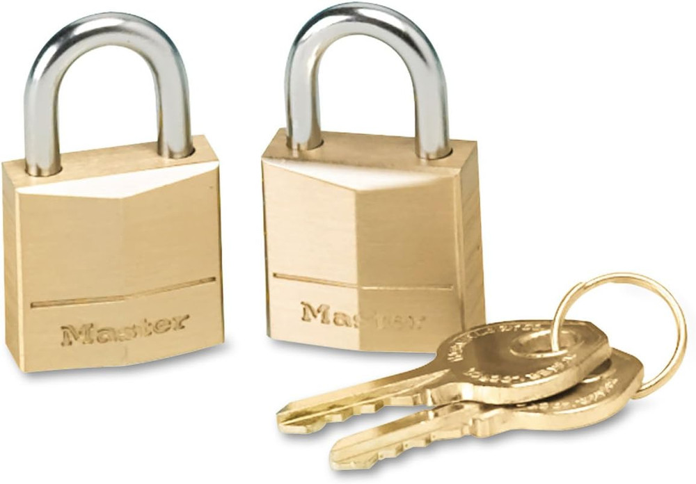 120T Lock Padlock Keyed-Alike Wide Padlocks, 3/4-Inch, Solid Brass 2 Pack Small