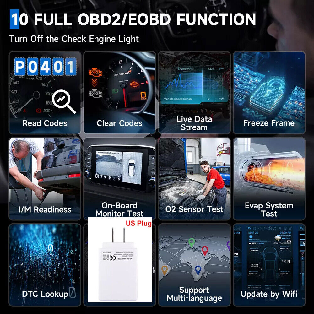 ANCEL OBD2 Scanner Bluetooth Bidirectional Diagnostic Tool 10inch Touch Screen